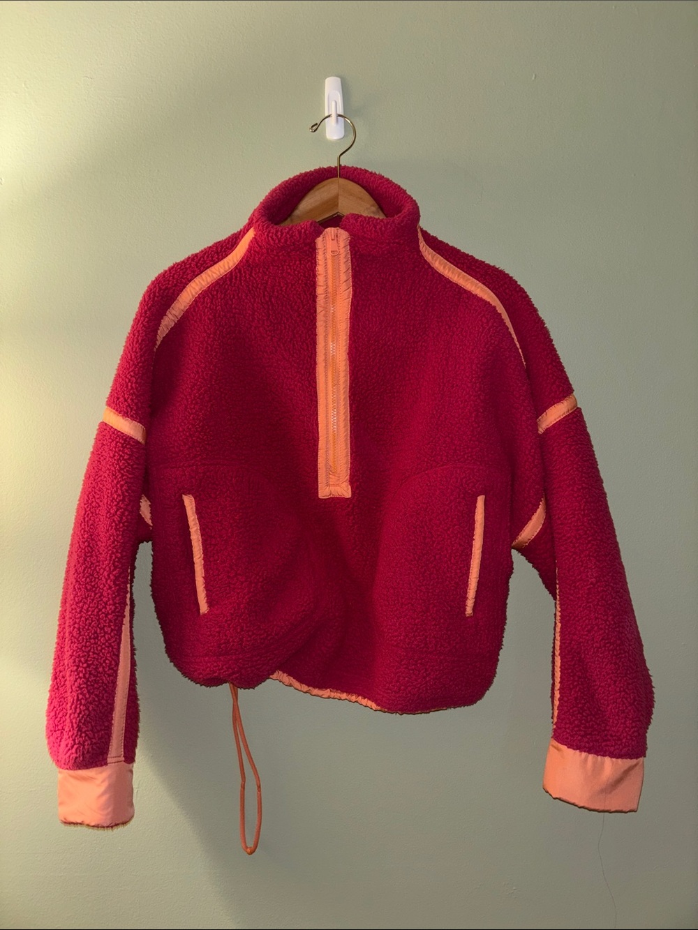 Plush Pink Teddy Jacket with Peach Trim